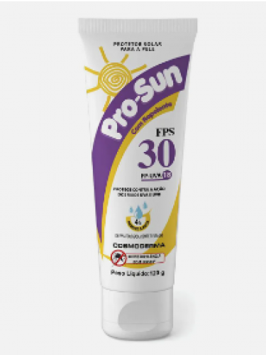 PROTETOR SOLAR PRO SUN FATOR 30 FPS COM REPELENTE UVA/UVB COSMODERMA (120GR)